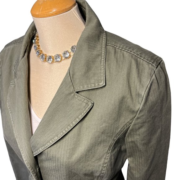 SONOMA Green Blazer Jacket Sz PL Petite Large 100% Cotton Button Up - Picture 5 of 16